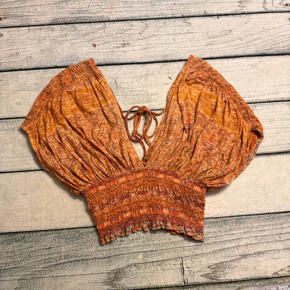 Free people orange floral crop next vacation top. S - Picture 3 of 8